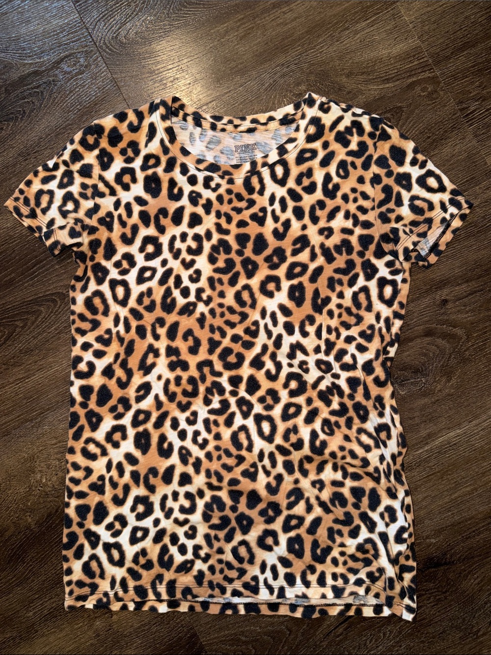 PINK Leopard Print Short Sleeve Tee - Brown
